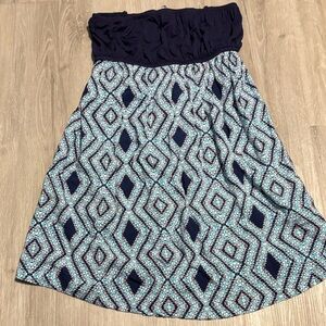 TYME Strapless Navy and Teal Dress